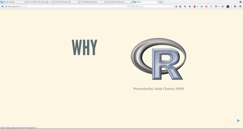 Screenshot of first Why R slide.